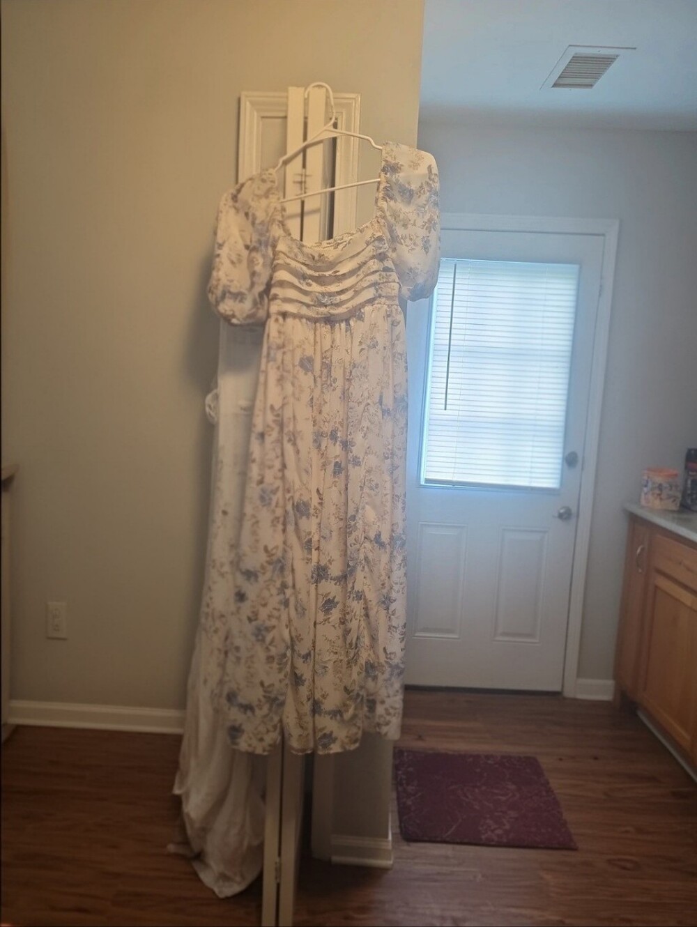 Wallflower White Maxi Dress with Blue Floral Print